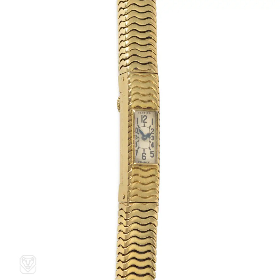 Cartier France Retro Gold Box-Chain Watch Bracelet