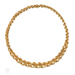 Cartier Mid-Century gold and diamond scrolling necklace