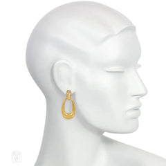 Cartier Paris interchangeable doorknocker earrings in gold and chrysophrase