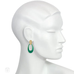 Cartier Paris interchangeable doorknocker earrings in gold and chrysophrase