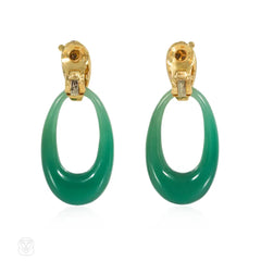 Cartier Paris interchangeable doorknocker earrings in gold and chrysophrase