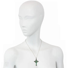 Early French antique diamond and emerald cross