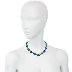 Estate lapis chaine d'ancre and chrysoprase adjustable necklace