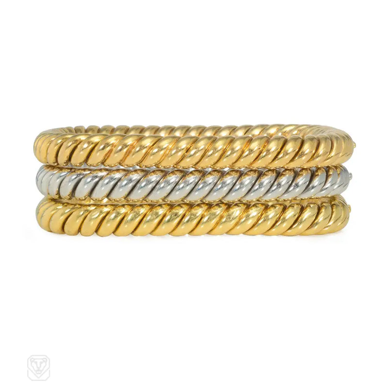 Fred Paris Set Of Three Square Gold Bracelets