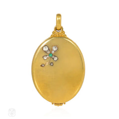 French antique gold mirror pendant