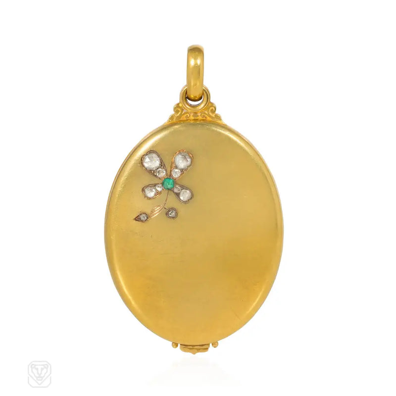 French Antique Gold Mirror Pendant