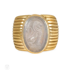 French chalcedony signet ring