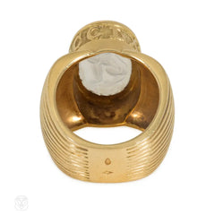 French chalcedony signet ring