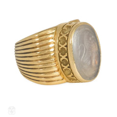 French chalcedony signet ring