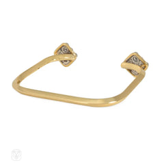 French diamond and gold square cuff bracelet