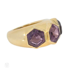 French Gold and octagonal amethyst ring