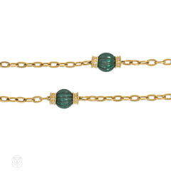 French malachite and diamond chain necklace