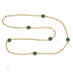 French malachite and diamond chain necklace