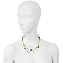 French malachite and diamond chain necklace