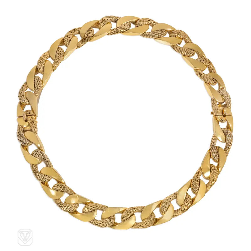 Georges Lenfant Gold Curb Link Necklace Convertible To Bracelets