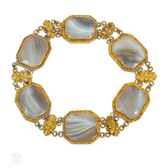 Georgian agate and gold plaque bracelet