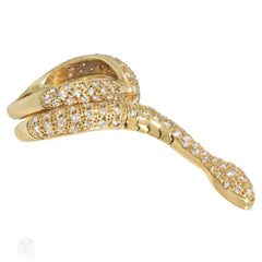 Gold and diamond poseable snake ring