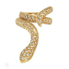 Gold and diamond poseable snake ring