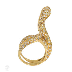 Gold and diamond poseable snake ring