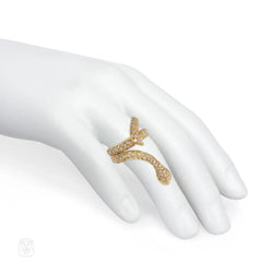 Gold and diamond poseable snake ring