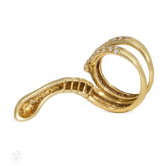 Gold and diamond poseable snake ring