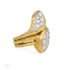 Gold and diamond stylized double serpent ring, Van Cleef & Arpels