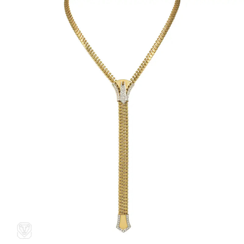 Gold And Diamond Zipper Necklace Germany