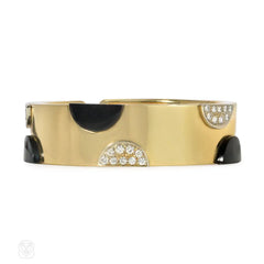 Italian onyx, diamond, and gold cuff bracelet