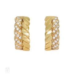 M. Gerard French gold and diamond hoop earrings