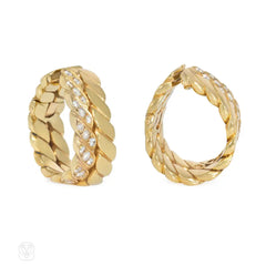 M. Gerard French gold and diamond hoop earrings