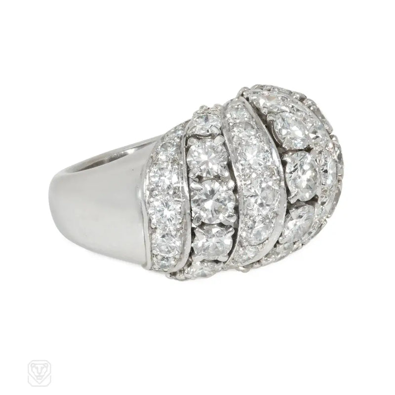 Mauboussin Mid-Century Diamond Bombé Cocktail Ring