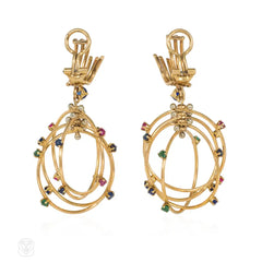 Mellerio Paris gem-set, poseable pendant hoop earring