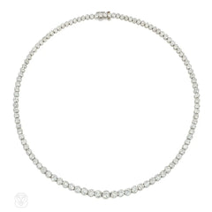 Mid-Century diamond and platinum rivière necklace