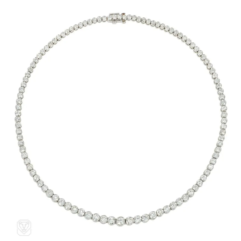 Mid-Century Diamond And Platinum Rivière Necklace