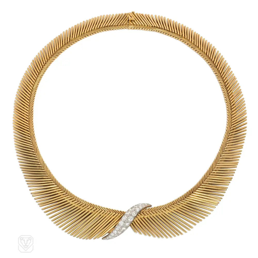 Mid-Century Van Cleef & Arpels by Georges Lenfant angel hair gold and ...