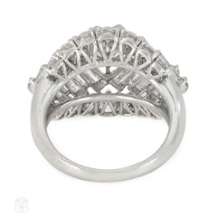 Oscar Heyman Mid-century stepped chevron diamond cocktail ring