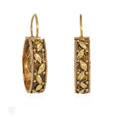 Portuguese gold cannetille hoop earrings