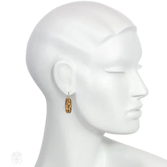 Portuguese gold cannetille hoop earrings