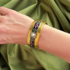 Victorian enamel, pearl, ruby, and diamond bracelet