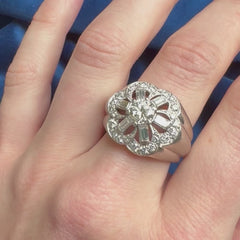 Retro French diamond cluster ring