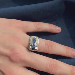 Art Deco diamond and sapphire ring in platinum, Cartier