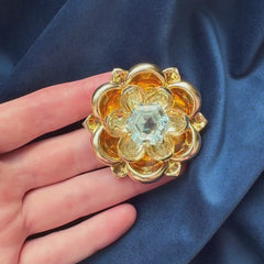 Cartier Retro gold and aquamarine reflections brooch