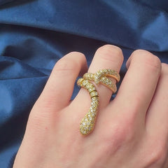 Gold and diamond poseable snake ring