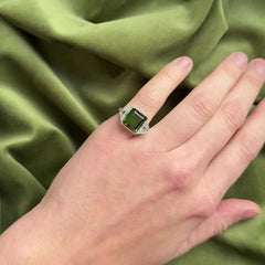 Marcus Art Deco diamond and tourmaline ring