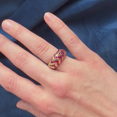 Bulgari gold and ruby zebra stripe ring