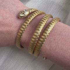 Antique French gold and diamond snake bracelet