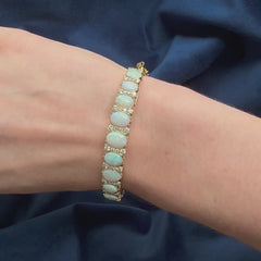 Antique opal and diamond half hoop bracelet