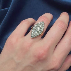 Antique navette-shaped diamond ring