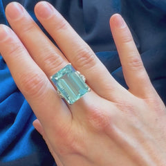 Retro aquamarine cocktail ring