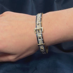 Edwardian Charles Holl diamond and sapphire strap bracelet